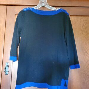 Black and Royal Blue Pull Over Sweater - PL - Spense Petite NWOT